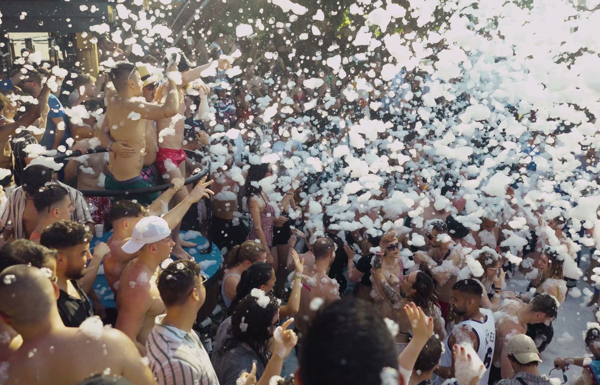 Foam party crowd in the sunshine at Zrce Spring Break
